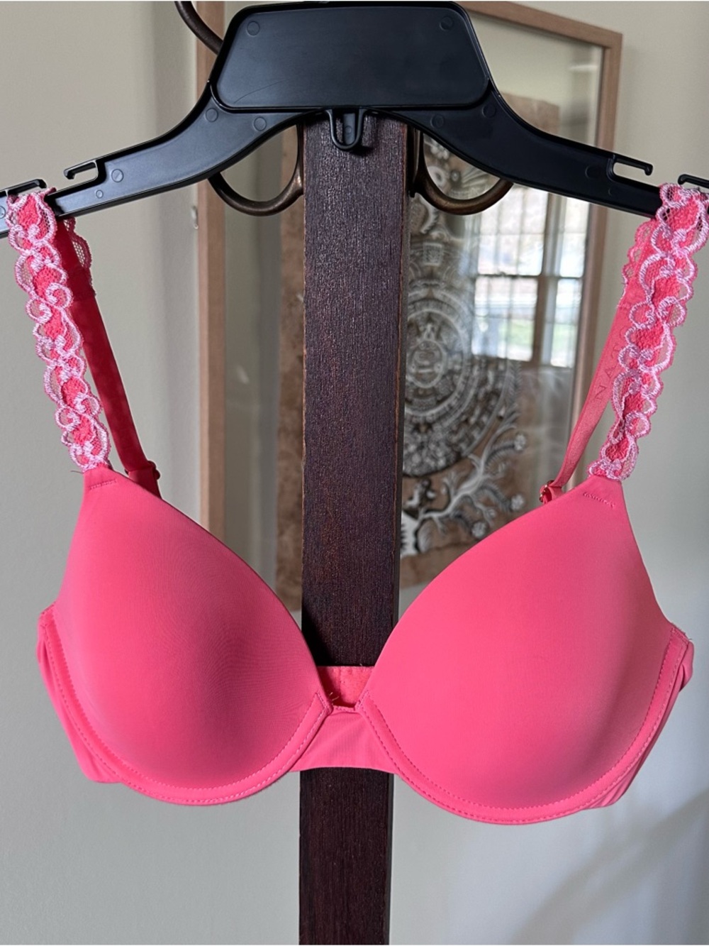 Natori Pure Luxe Salmon Pink Lace-Trim T-Shirt Bra